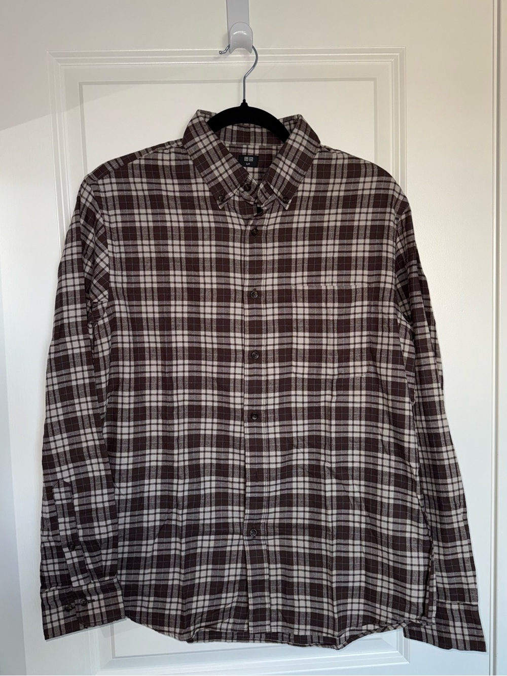 Uniqlo Brown and White Plaid Button-Down Shirt